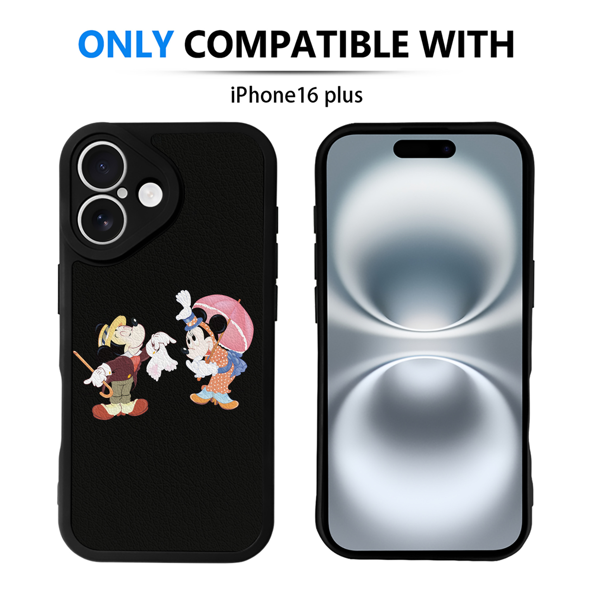 （画像用） ミッキーマウス Mickey Mouse 【iPhone 16シリーズ対応】シリコンスマホケース（レザー調） 材質：シリコン